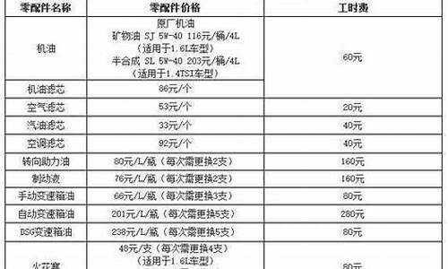 朗逸保养价格一览表_朗逸保养价格